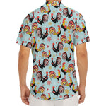 Rooster And Snowflake Pattern Print Men's Deep V-Neck Shirt