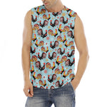 Rooster And Snowflake Pattern Print Men's Fitness Tank Top