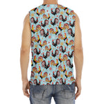 Rooster And Snowflake Pattern Print Men's Fitness Tank Top