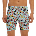 Rooster And Snowflake Pattern Print Men's Long Boxer Briefs