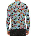 Rooster And Snowflake Pattern Print Men's Long Sleeve Rash Guard