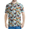 Rooster And Snowflake Pattern Print Men's Polo Shirt