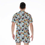 Rooster And Snowflake Pattern Print Men's Rompers