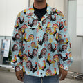 Rooster And Snowflake Pattern Print Men's Shirt Jacket