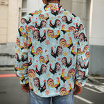 Rooster And Snowflake Pattern Print Men's Shirt Jacket