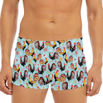 Rooster And Snowflake Pattern Print Men's Short Boxer Briefs