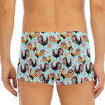 Rooster And Snowflake Pattern Print Men's Short Boxer Briefs