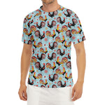 Rooster And Snowflake Pattern Print Men's Short Sleeve Rash Guard