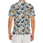 Rooster And Snowflake Pattern Print Men's Short Sleeve Rash Guard
