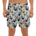 Rooster And Snowflake Pattern Print Men's Split Running Shorts
