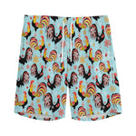 Rooster And Snowflake Pattern Print Men's Sports Shorts