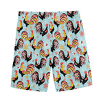 Rooster And Snowflake Pattern Print Men's Sports Shorts