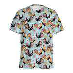 Rooster And Snowflake Pattern Print Men's Sports T-Shirt