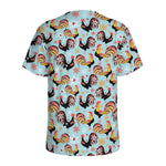 Rooster And Snowflake Pattern Print Men's Sports T-Shirt