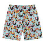 Rooster And Snowflake Pattern Print Men's Swim Trunks