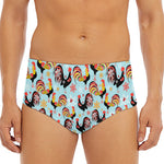Rooster And Snowflake Pattern Print Men's Triangle Swim Briefs