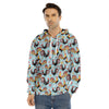 Rooster And Snowflake Pattern Print Men's Velvet Pullover Hoodie