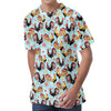 Rooster And Snowflake Pattern Print Men's Velvet T-Shirt