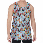 Rooster And Snowflake Pattern Print Men's Velvet Tank Top