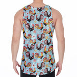 Rooster And Snowflake Pattern Print Men's Velvet Tank Top