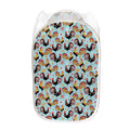 Rooster And Snowflake Pattern Print Mesh Laundry Hamper