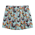 Rooster And Snowflake Pattern Print Mesh Shorts