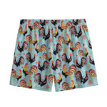 Rooster And Snowflake Pattern Print Mesh Shorts