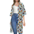 Rooster And Snowflake Pattern Print Open Front Beach Cover Up