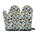 Rooster And Snowflake Pattern Print Oven Mitts