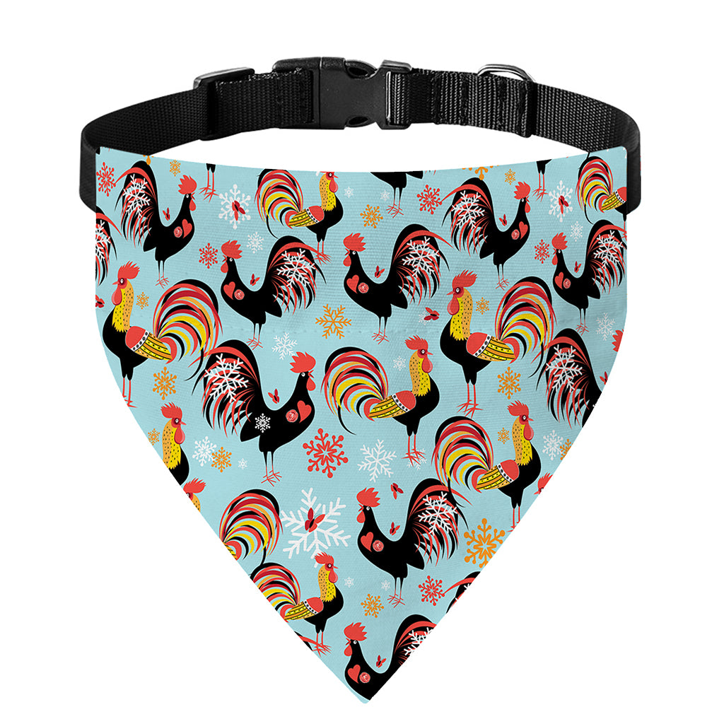 Rooster And Snowflake Pattern Print Over The Collar Dog Bandana