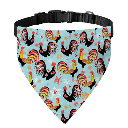 Rooster And Snowflake Pattern Print Over The Collar Dog Bandana