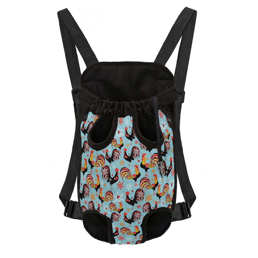 Rooster And Snowflake Pattern Print Pet Carrier Backpack