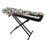 Rooster And Snowflake Pattern Print Piano Keyboard Cover