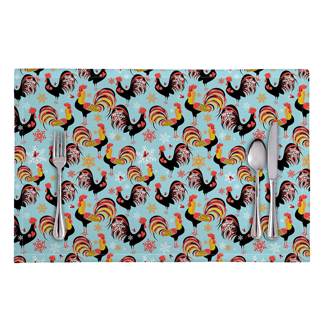 Rooster And Snowflake Pattern Print Placemat