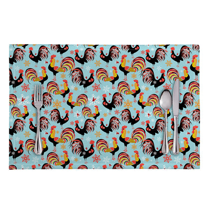 Rooster And Snowflake Pattern Print Placemat