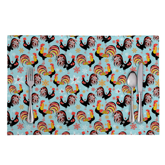 Rooster And Snowflake Pattern Print Placemat