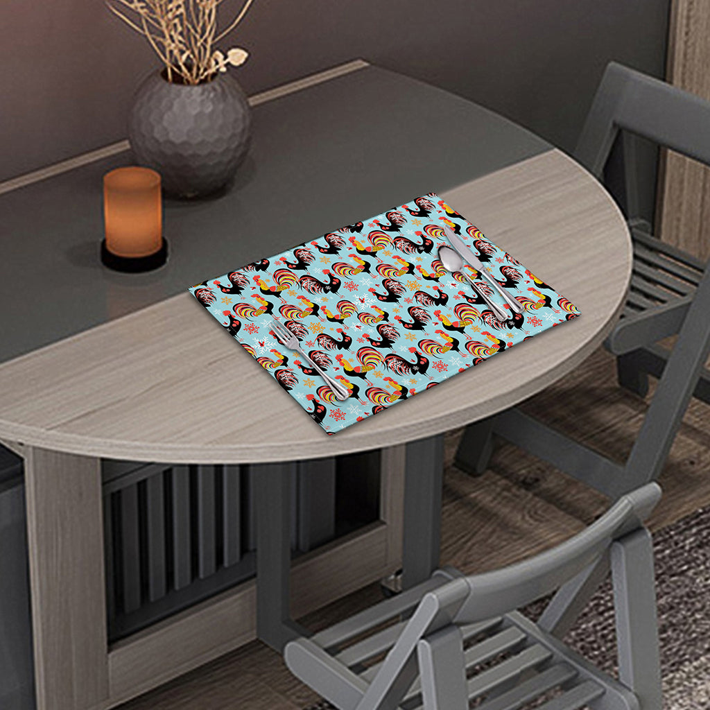 Rooster And Snowflake Pattern Print Placemat