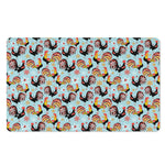 Rooster And Snowflake Pattern Print Polyester Doormat