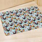 Rooster And Snowflake Pattern Print Polyester Doormat