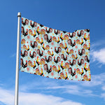 Rooster And Snowflake Pattern Print Polyester Flag
