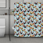 Rooster And Snowflake Pattern Print Polyester Shower Curtain