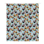 Rooster And Snowflake Pattern Print Polyester Shower Curtain