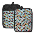 Rooster And Snowflake Pattern Print Pot Holders With Pocket