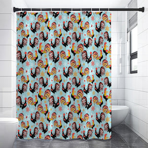 Rooster And Snowflake Pattern Print Premium Shower Curtain