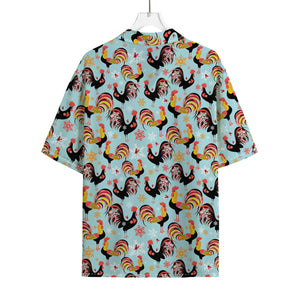 Rooster And Snowflake Pattern Print Rayon Hawaiian Shirt