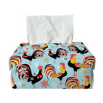 Rooster And Snowflake Pattern Print Rectangle Tissue Box Cover