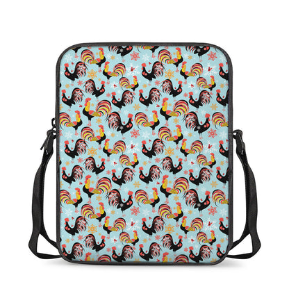 Rooster And Snowflake Pattern Print Rectangular Crossbody Bag