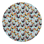 Rooster And Snowflake Pattern Print Round Blanket