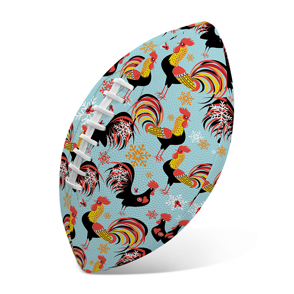 Rooster And Snowflake Pattern Print Rugby Ball