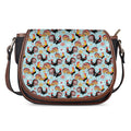 Rooster And Snowflake Pattern Print Saddle Bag